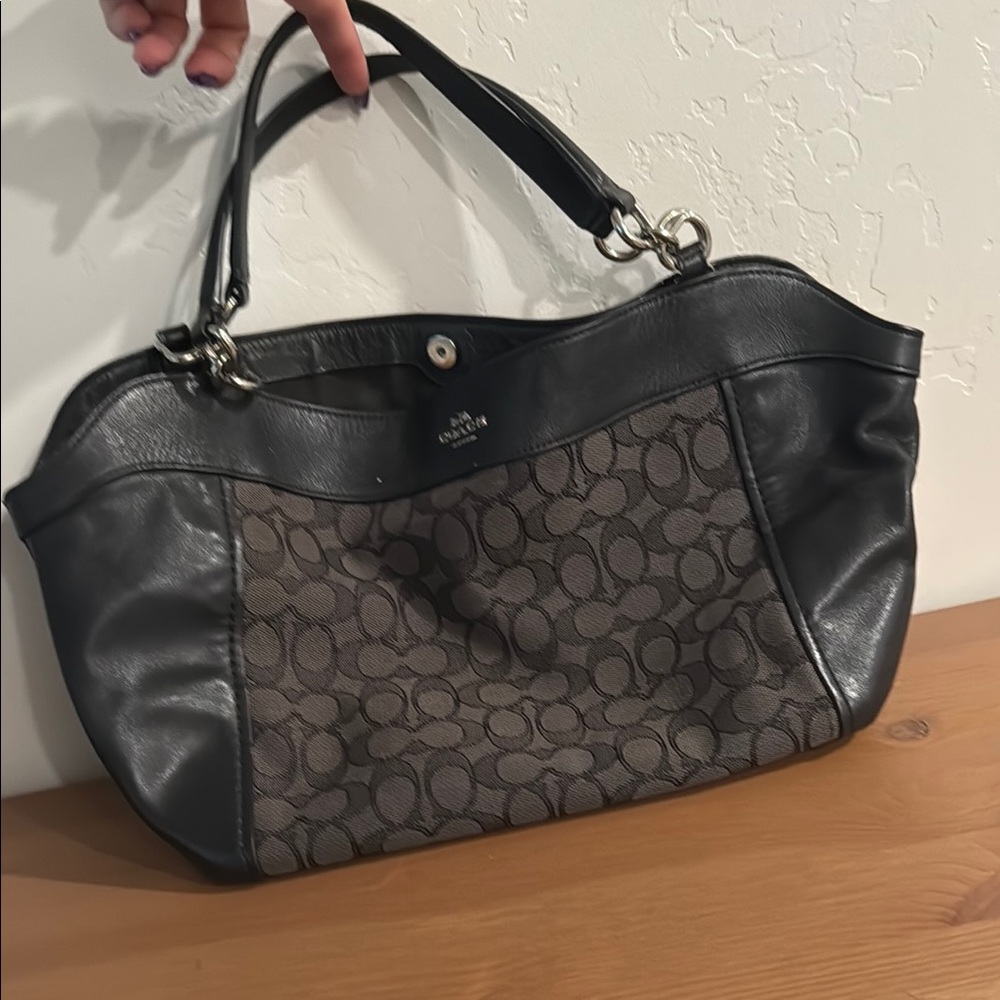 Coach Black Shoulder Bag with Signature Design
